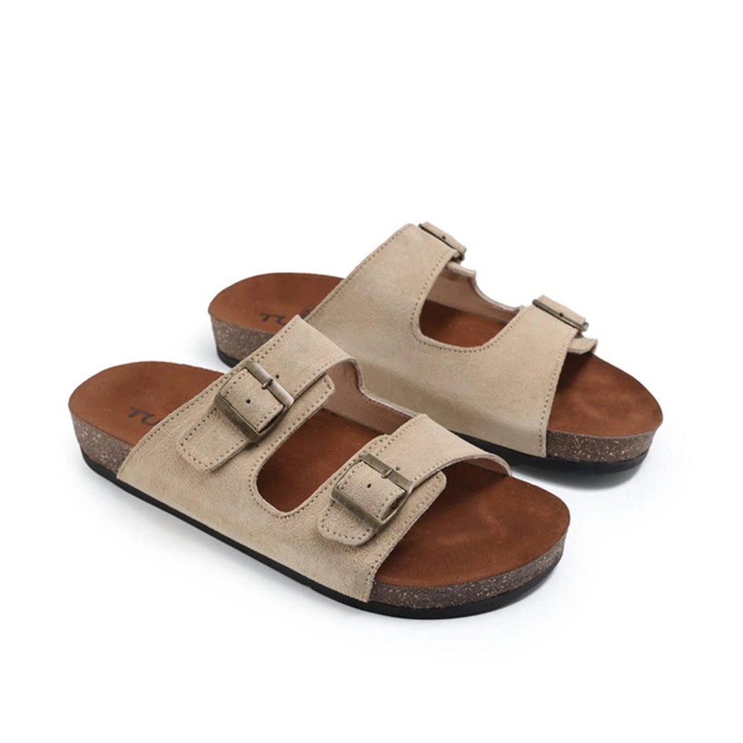 شبشب جلد سويدي رجالي - بيج - RE-513