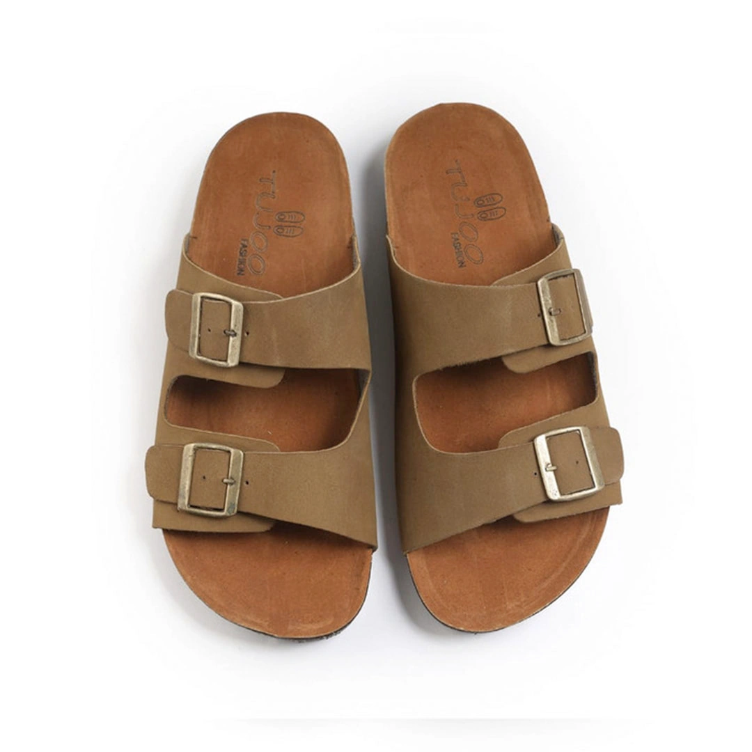 شبشب جلد سويدي رجالي - زيتي - RE-514