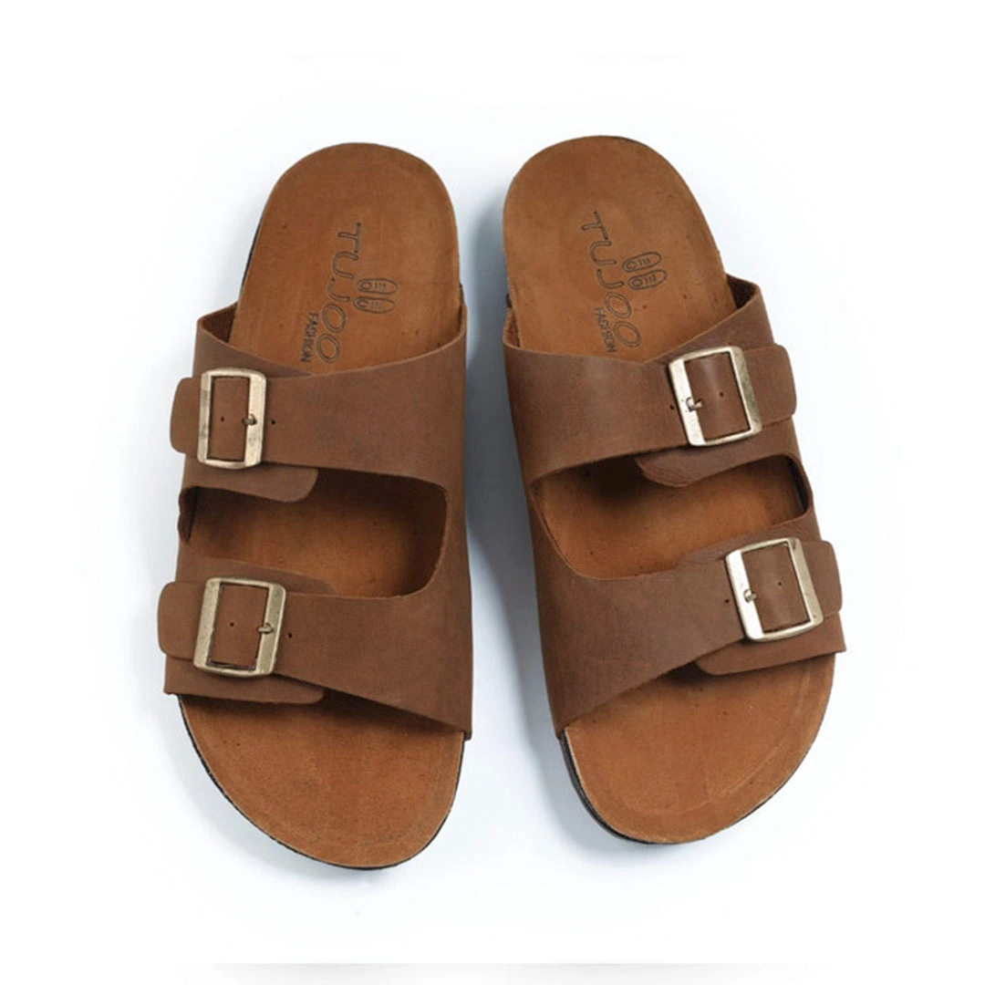 شبشب جلد سويدي رجالي - بني - RE-515