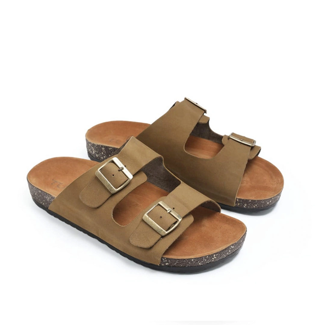 شبشب جلد سويدي رجالي - زيتي - RE-514