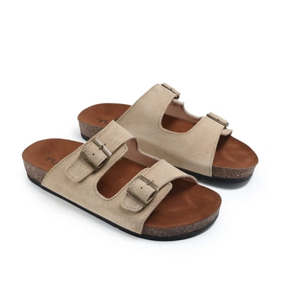 شبشب جلد سويدي رجالي - بيج - RE-513