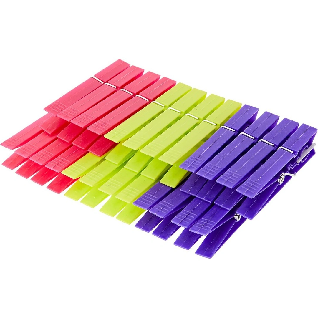 مشابك ملابس بلاستيكية - 24 قطعة - متعدد الألوان