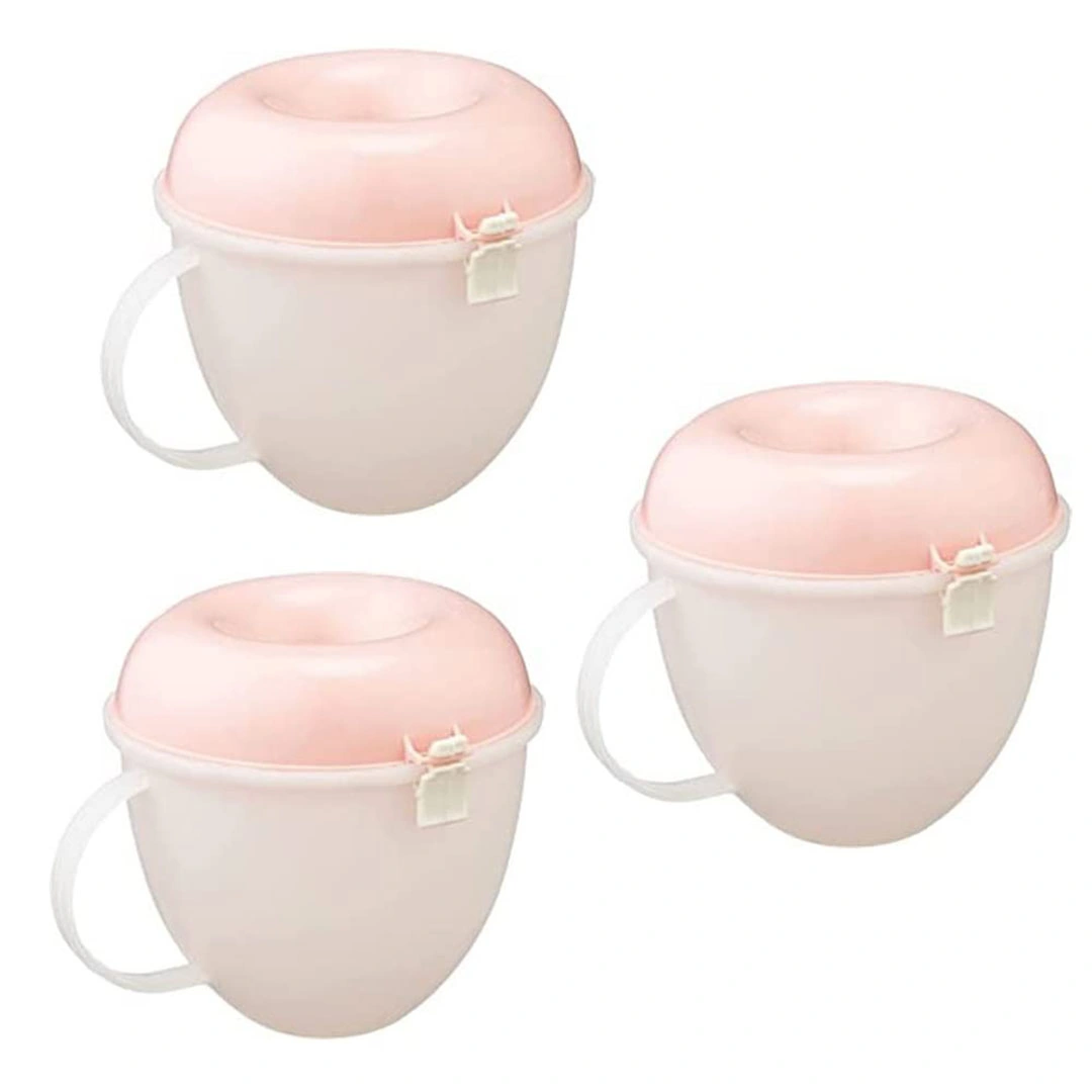 اواني تحضير فشار في الميكروويف - 3 قطع - أبيض /بينك