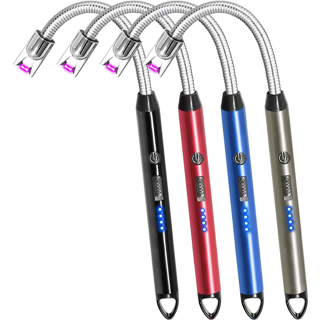 ولاعة بلازما بدون لهب - 4 قطع - فضي / أسود / أزرق / أحمر