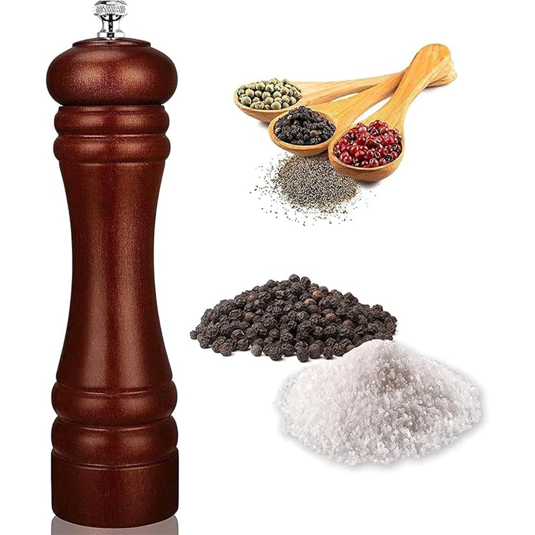 مطحنة ملح وفلفل خشبية - بني