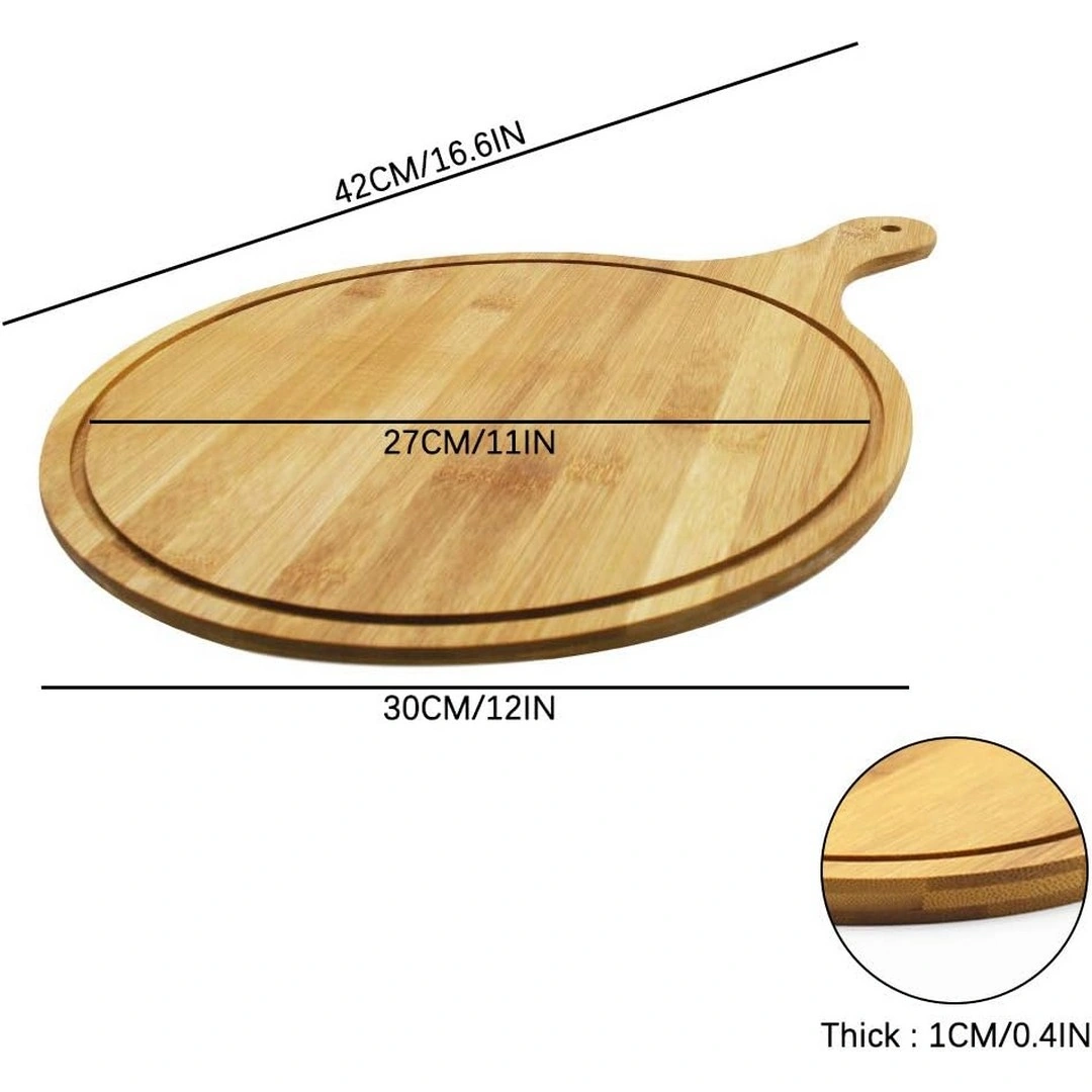صينية لتقديم البيتزا من الخيزران - بني