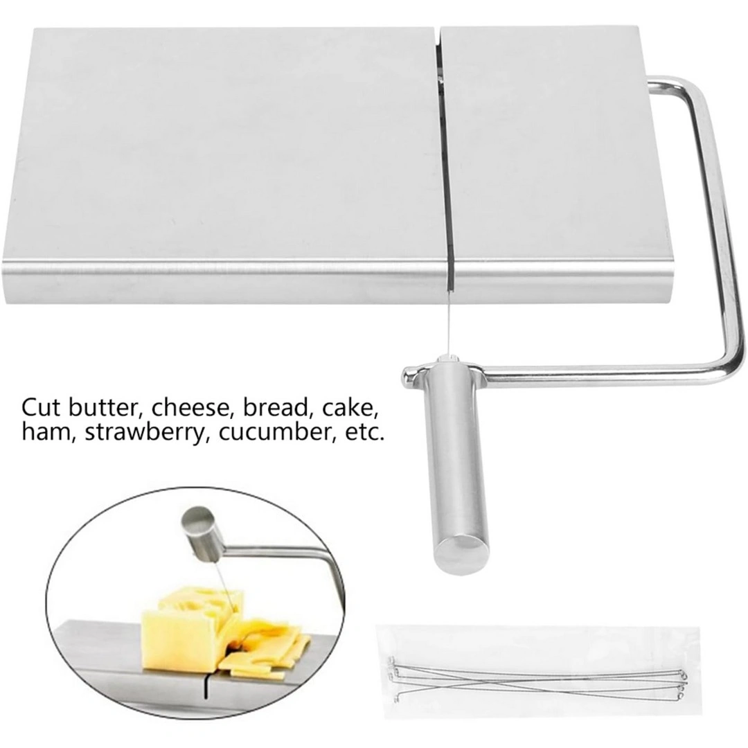 قطاعة جبن سلكية من الفولاذ المقاوم للصدأ - فضي