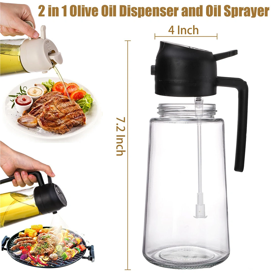 زجاجة وبخاخ للزيت 2*1 - 470 مل - 2 قطعة - أسود و أبيض