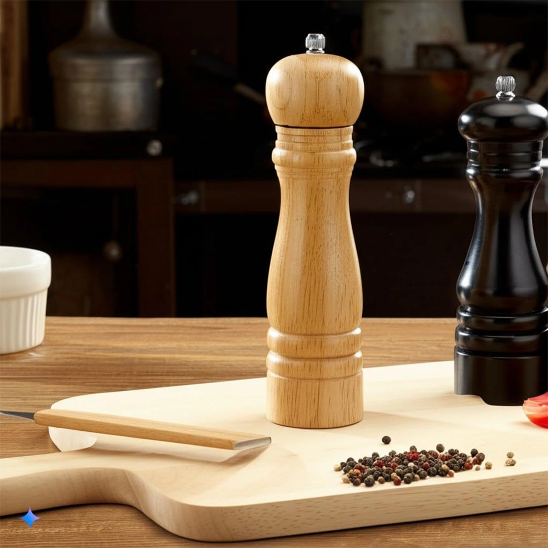مطحنة ملح وفلفل خشبية - بيج