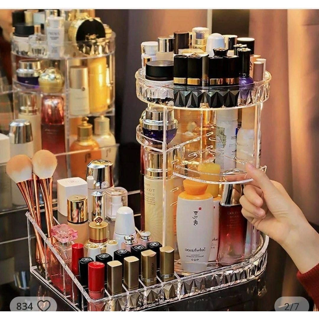 منظم مكياج دوار 360 درجة - شفاف