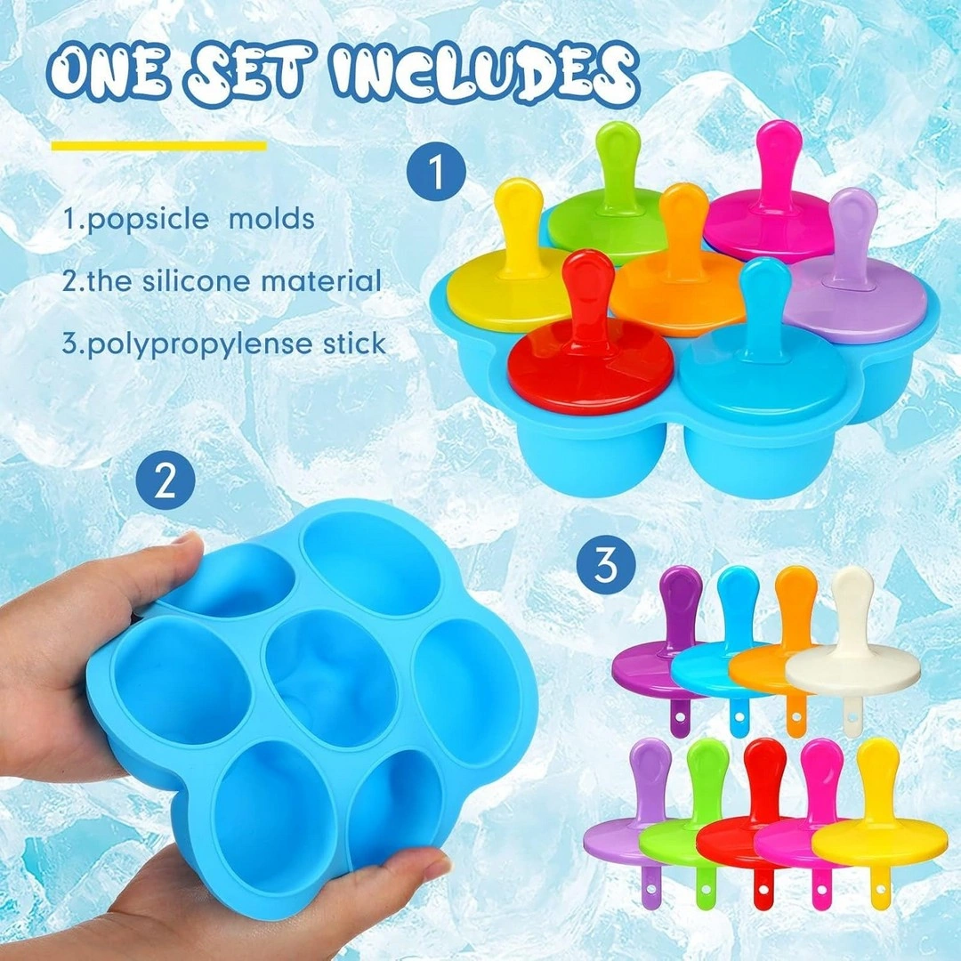 قوالب آيس كريم قابلة لإعادة الاستخدام - 7 تجاويف