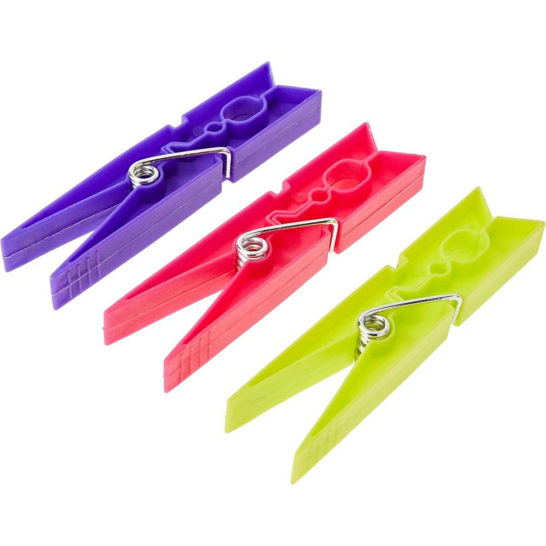 مشابك ملابس بلاستيكية - 24 قطعة - متعدد الألوان