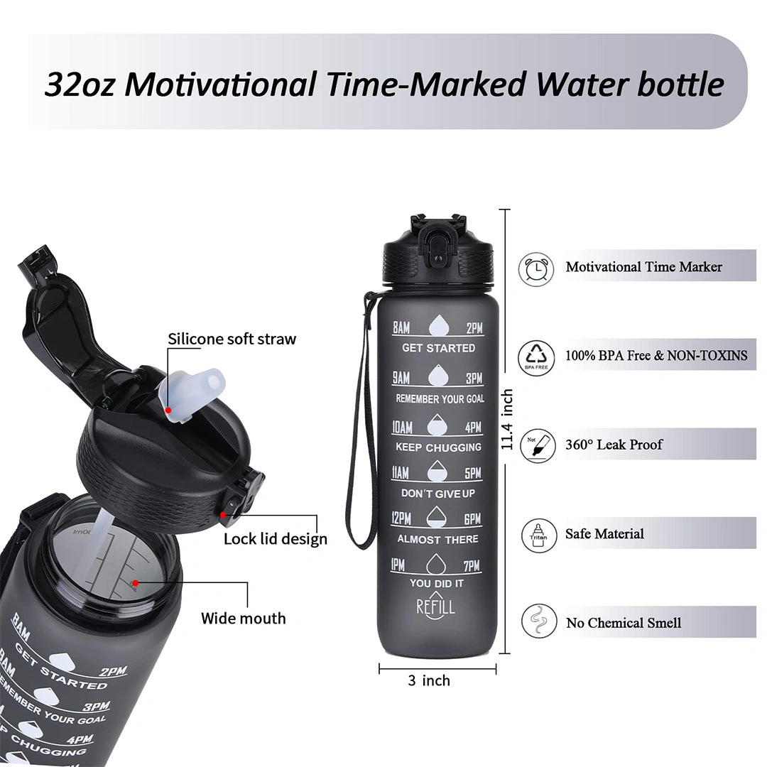 زجاجة مياة بلاستيك - 1 لتر - أسود