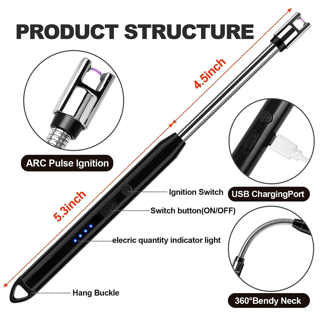 ولاعة بلازما بدون لهب - 2 قطعة - أسود / أزرق