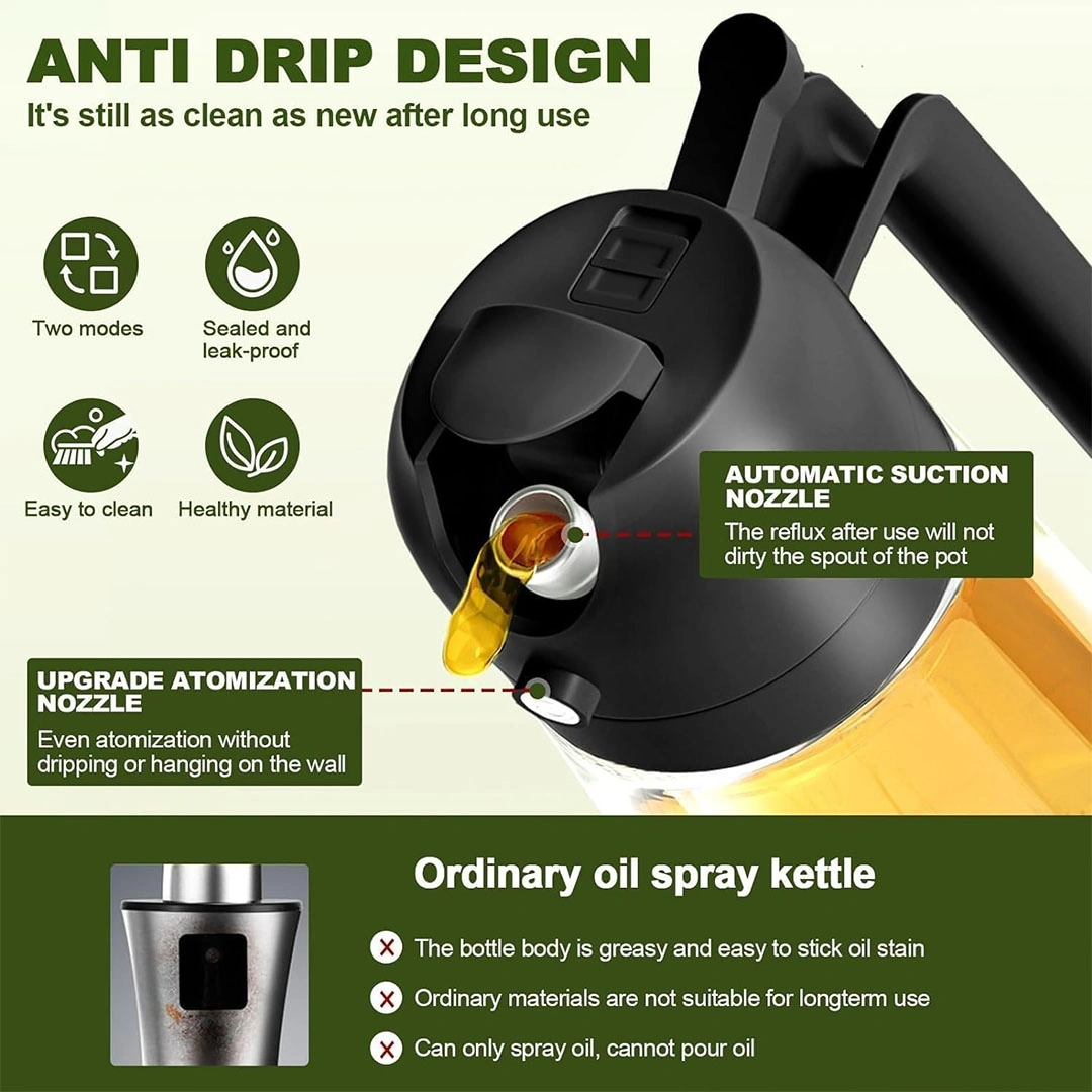 زجاجة وبخاخ للزيت 2*1 - 500 مل - أسود