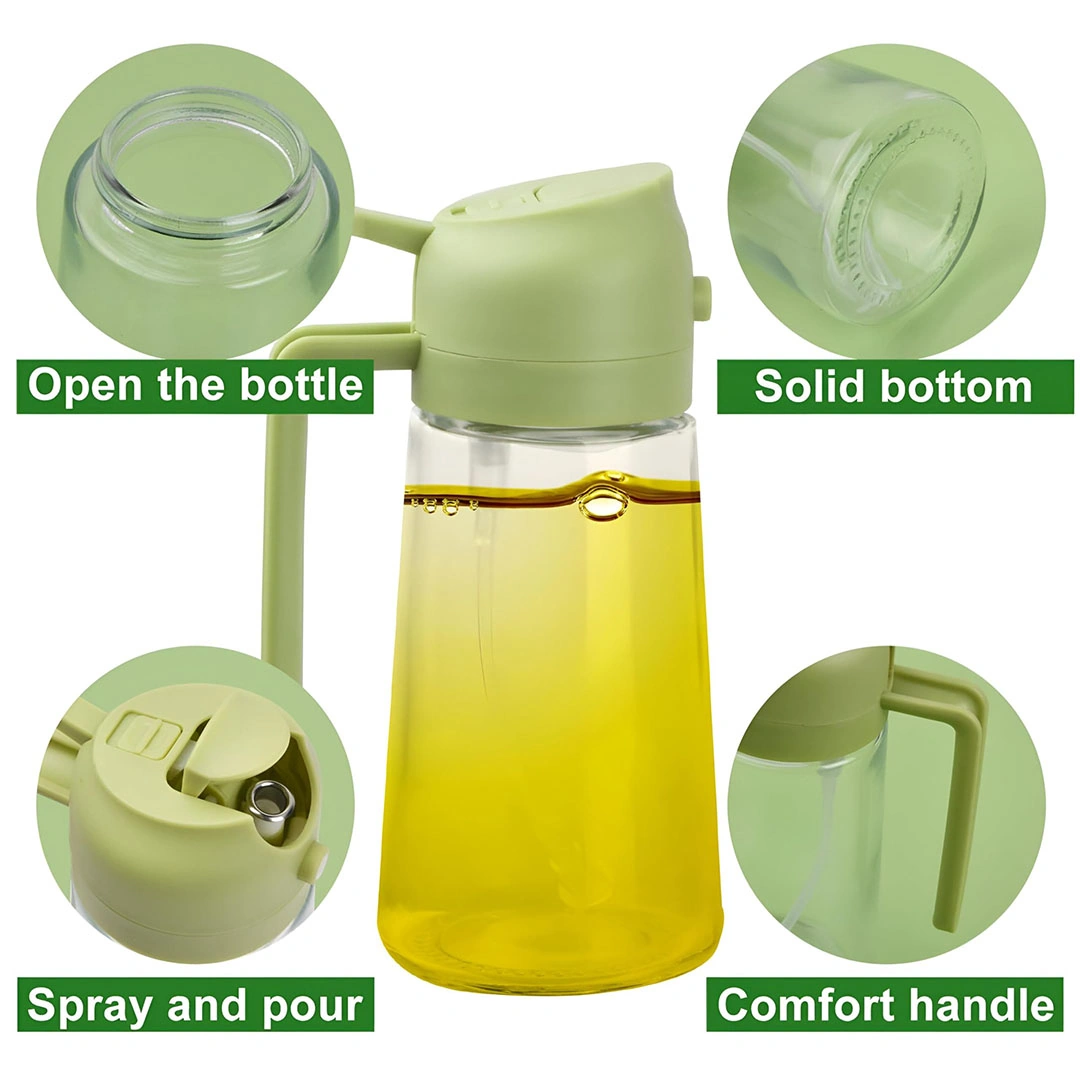 زجاجة وبخاخ للزيت 2*1 - 470 مل - 3 قطع - مينت و أبيض و أصفر