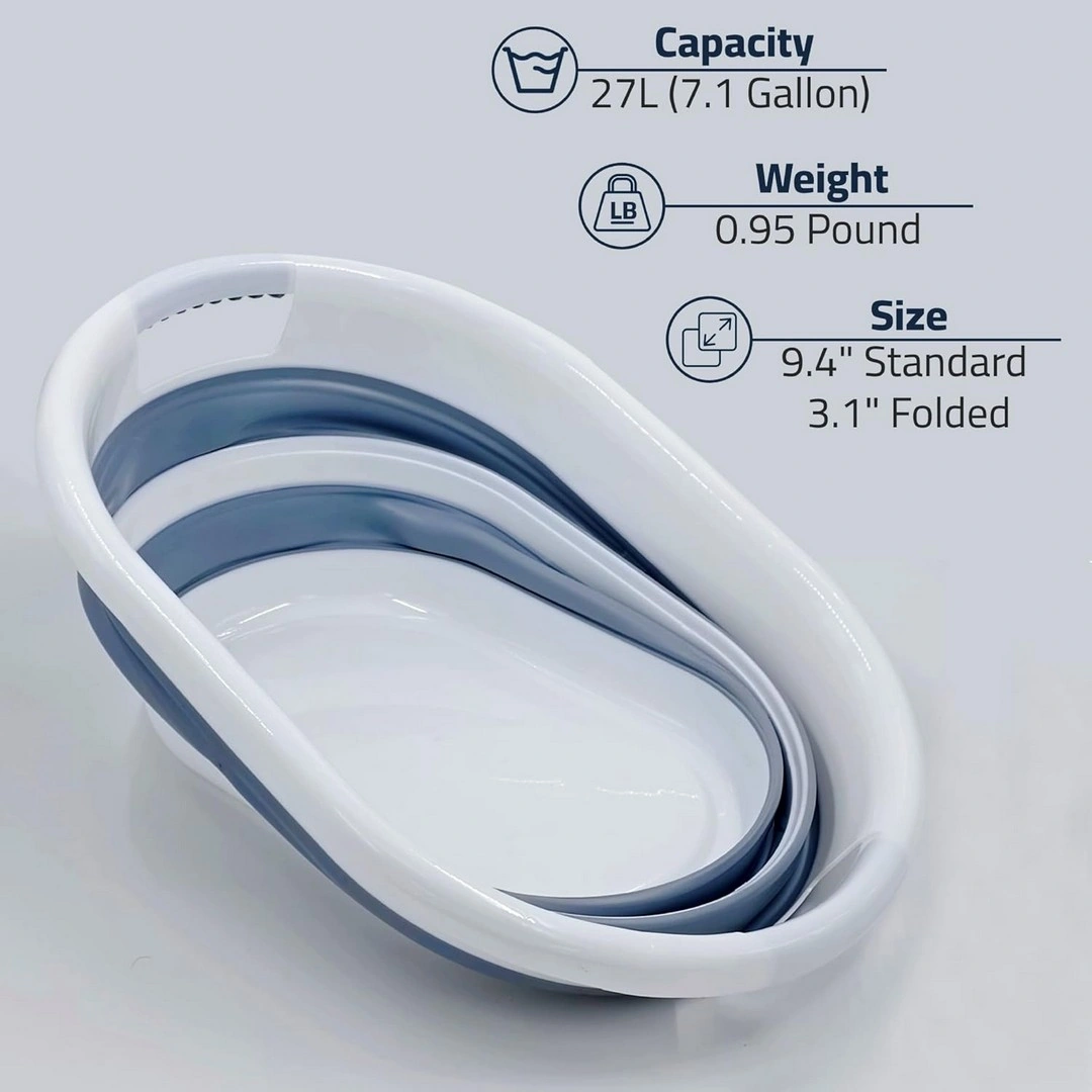 سلة غسيل قابلة للطي - 27 لتر - أبيض/رمادي