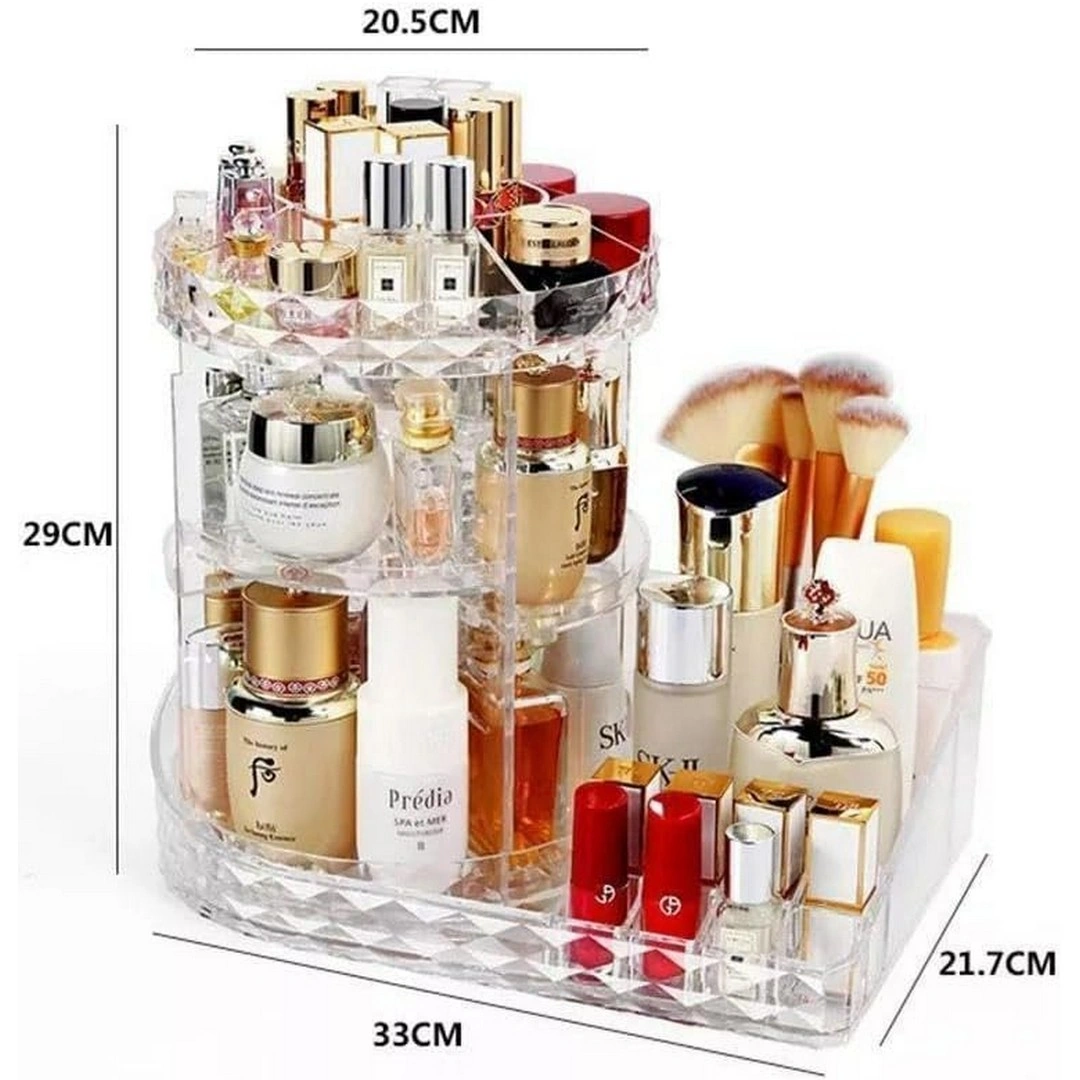 منظم مكياج دوار 360 درجة - شفاف