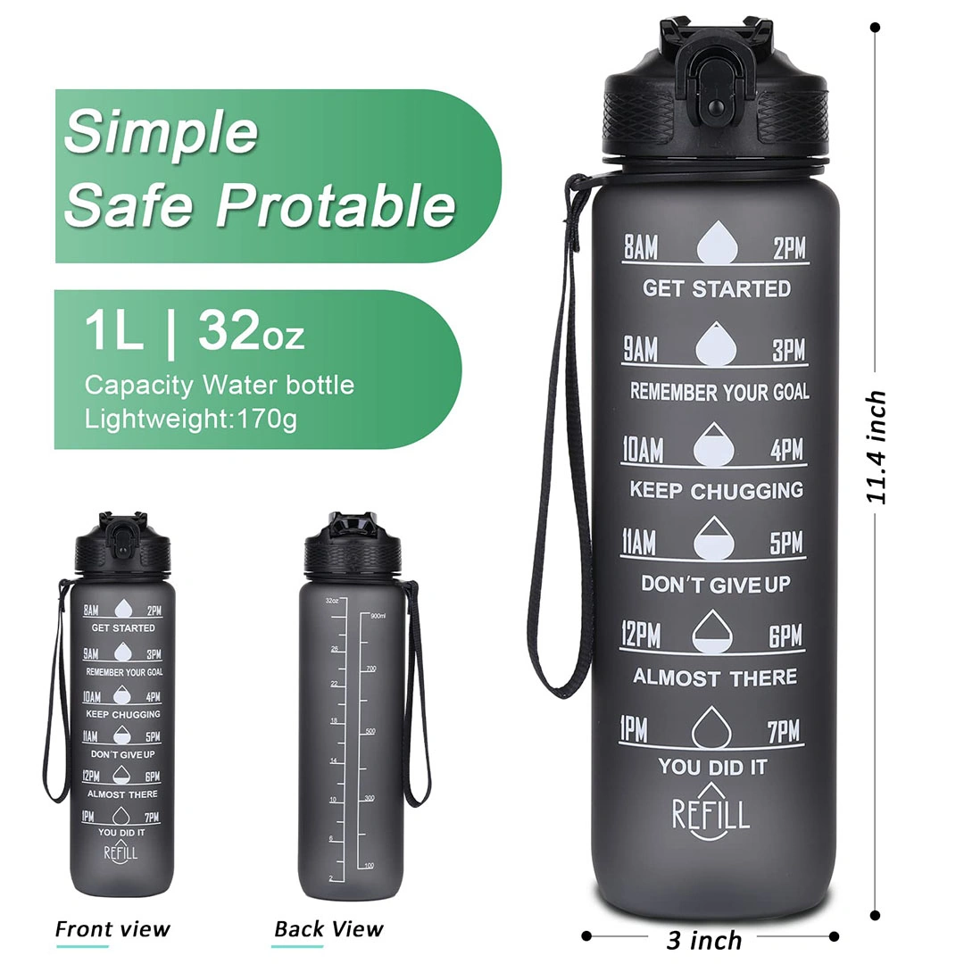 زجاجة مياة بلاستيك - 1 لتر - أسود