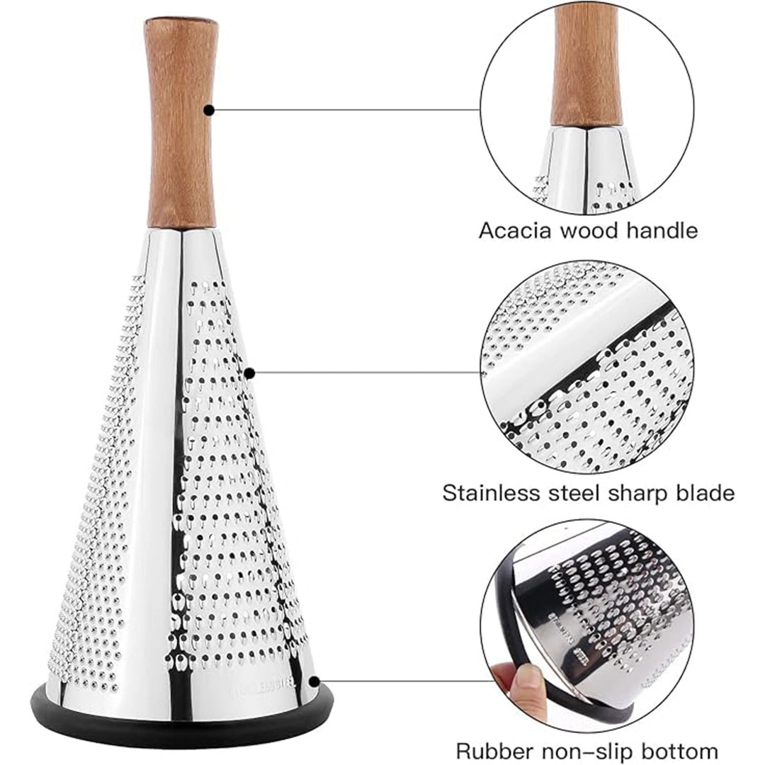 مبشرة جبن مخروطية بمقبض خشبي