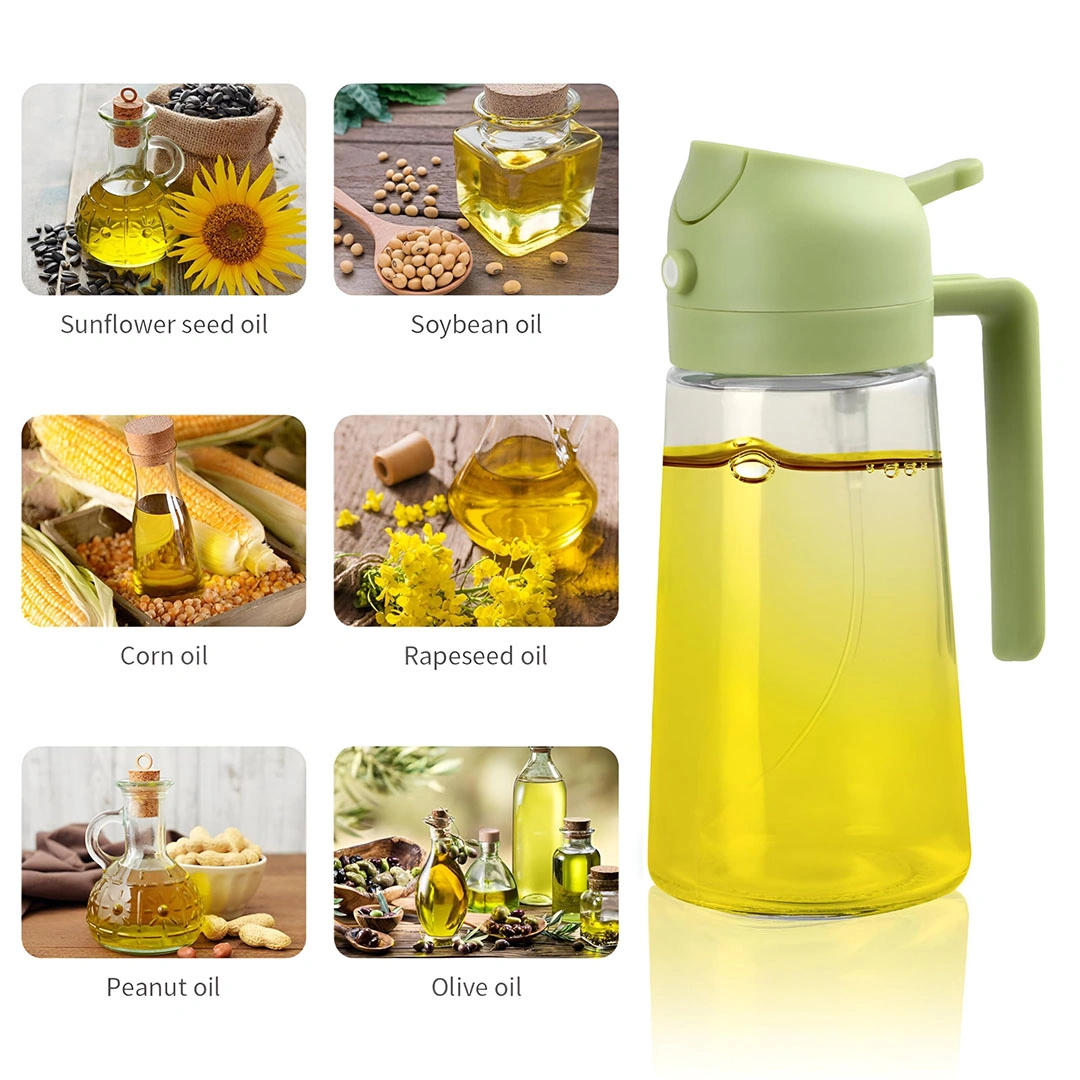 زجاجة وبخاخ للزيت 2*1 - 470 مل - 3 قطع - مينت و أوف وايت و أصفر