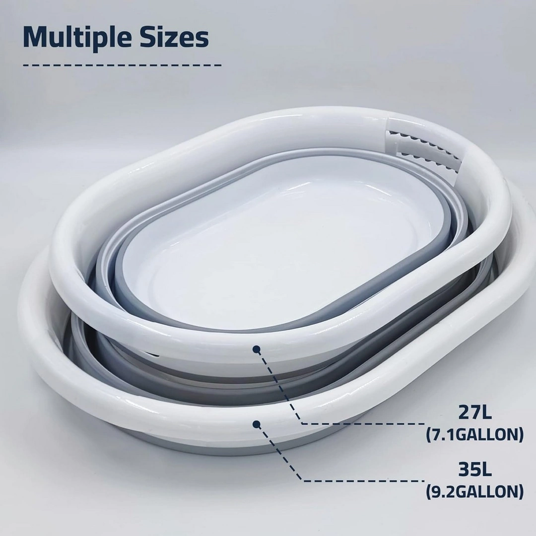 سلة غسيل قابلة للطي - 27 لتر - أبيض/رمادي