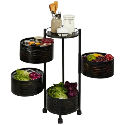 تربو لتخزين الفواكه والخضروات - 4 طبقات - أسود