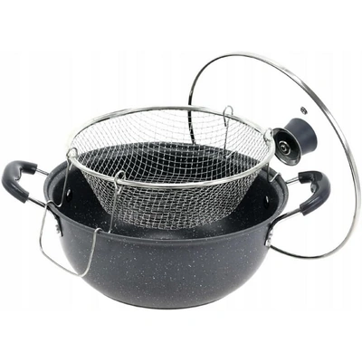 طاسة قلي عميقة مع مصفاة - 24 سم - أسود