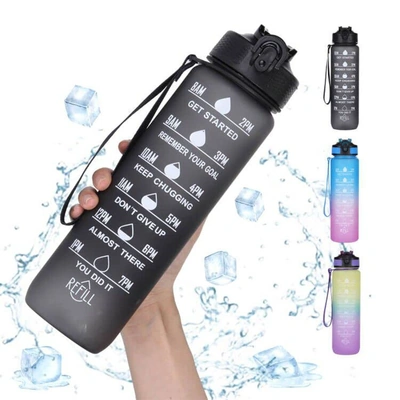 زجاجة مياة بلاستيك - 1 لتر - أسود