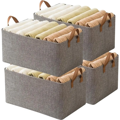 منظم قماش للملابس - 4 قطع - رمادي