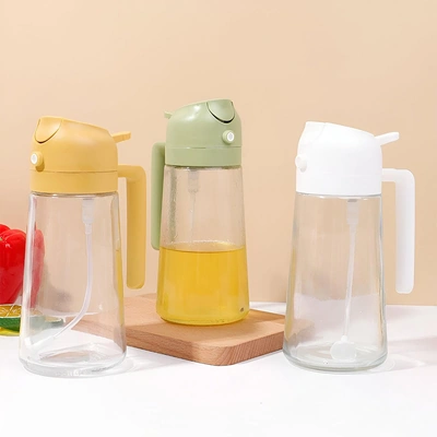 زجاجة وبخاخ للزيت 2*1 - 470 مل - 3 قطع - مينت و أبيض و أصفر