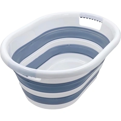 سلة غسيل قابلة للطي - 27 لتر - أبيض/رمادي