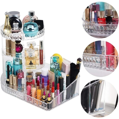 منظم مكياج دوار 360 درجة - شفاف