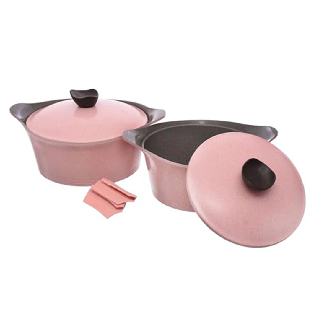 طقم حلل جرانيت نيوفلام - 11 قطعة - رخام وردي