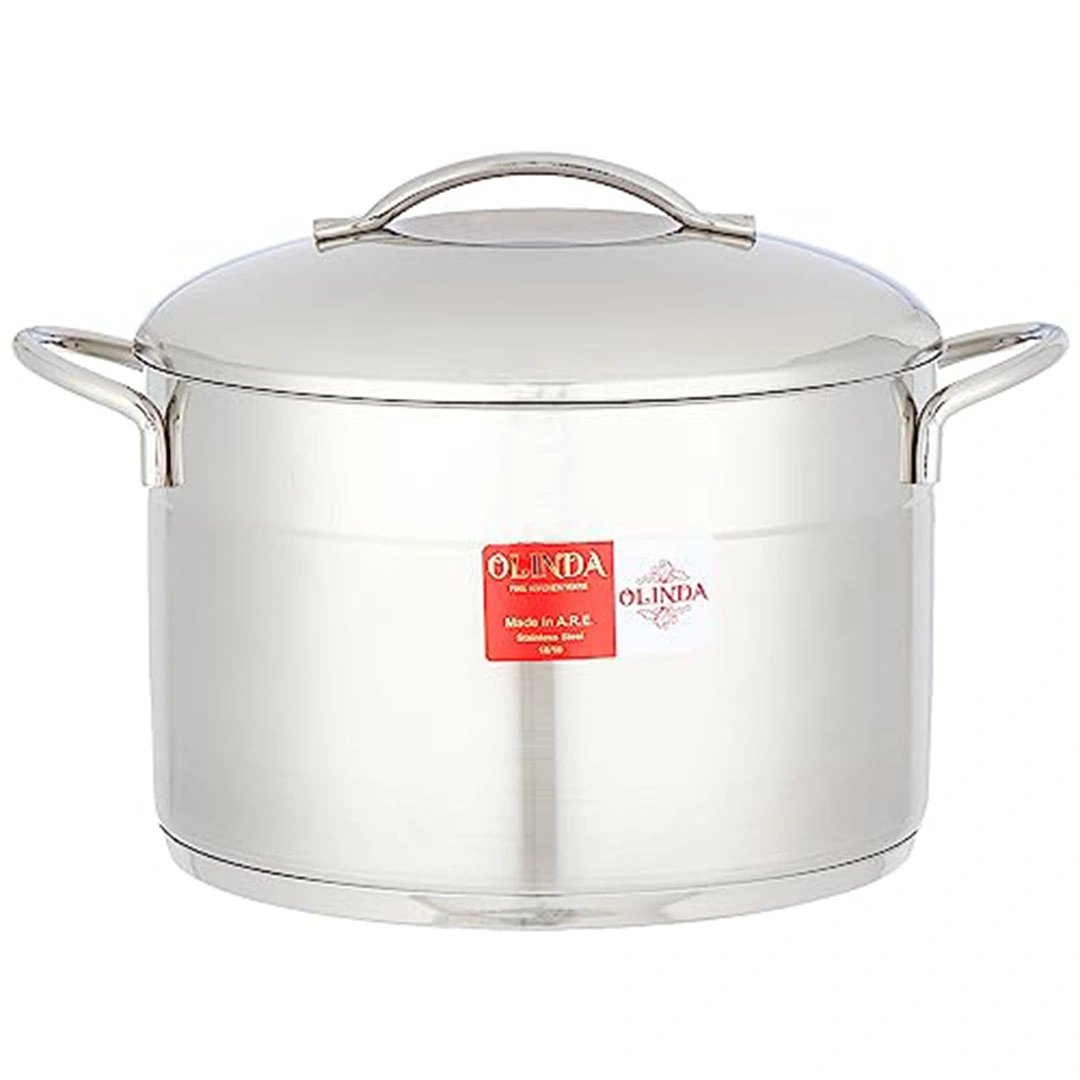 طقم حلل الفولاذ المقاوم للصدأ - 5 قطع مع 5 أغطية - 18/20/22/24/28- فضي