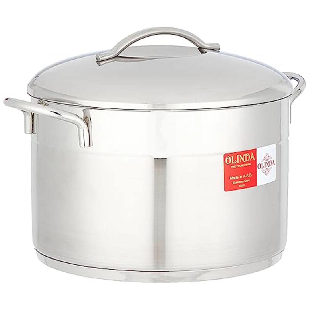 طقم حلل الفولاذ المقاوم للصدأ - 5 قطع مع 5 أغطية - 18/20/22/24/28- فضي