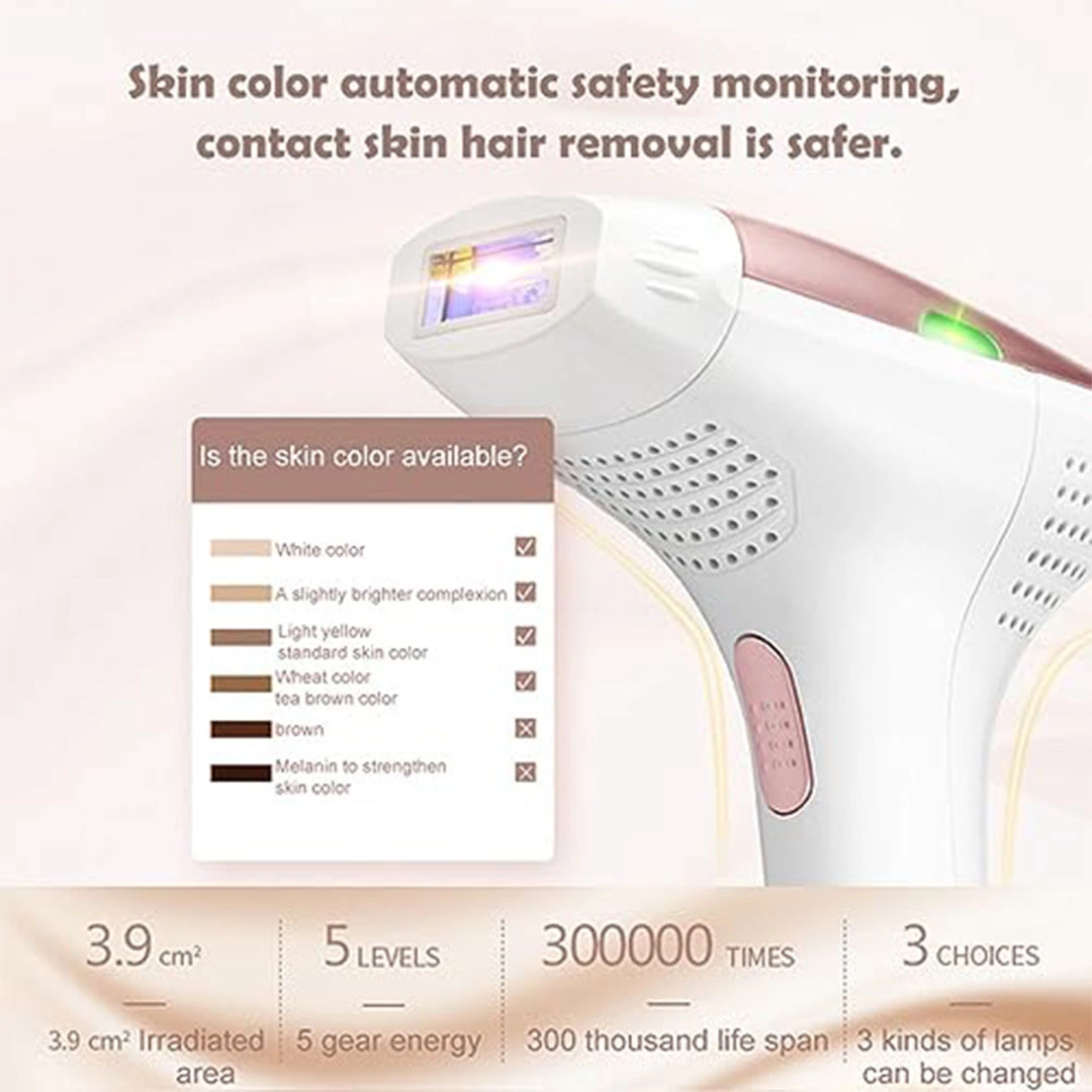 جهاز إزالة الشعر بالليزر للنساء مليT3 - بـ500,000 نبضة - أبيض/ذهبي