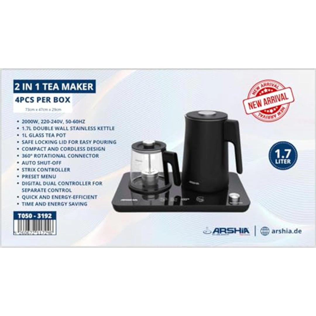 غلاية مزدوجة رقمية تيتانيوم أرشيا - 240 وات - أسود  - ARSHIA3192