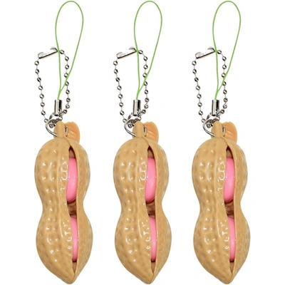 ميدالية مفاتيح فيدجت مقاس 6 × 2 سم - 3 قطع - بيج