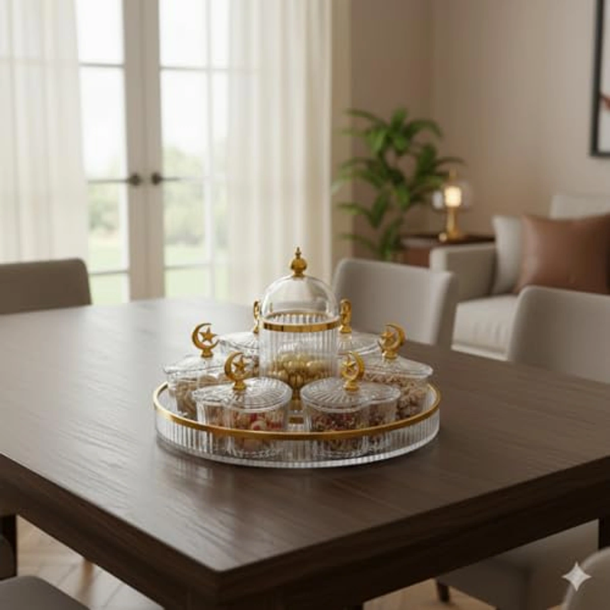 طبق تقديم حلوي ومكسرات بشكل رمضاني - 8 قطع