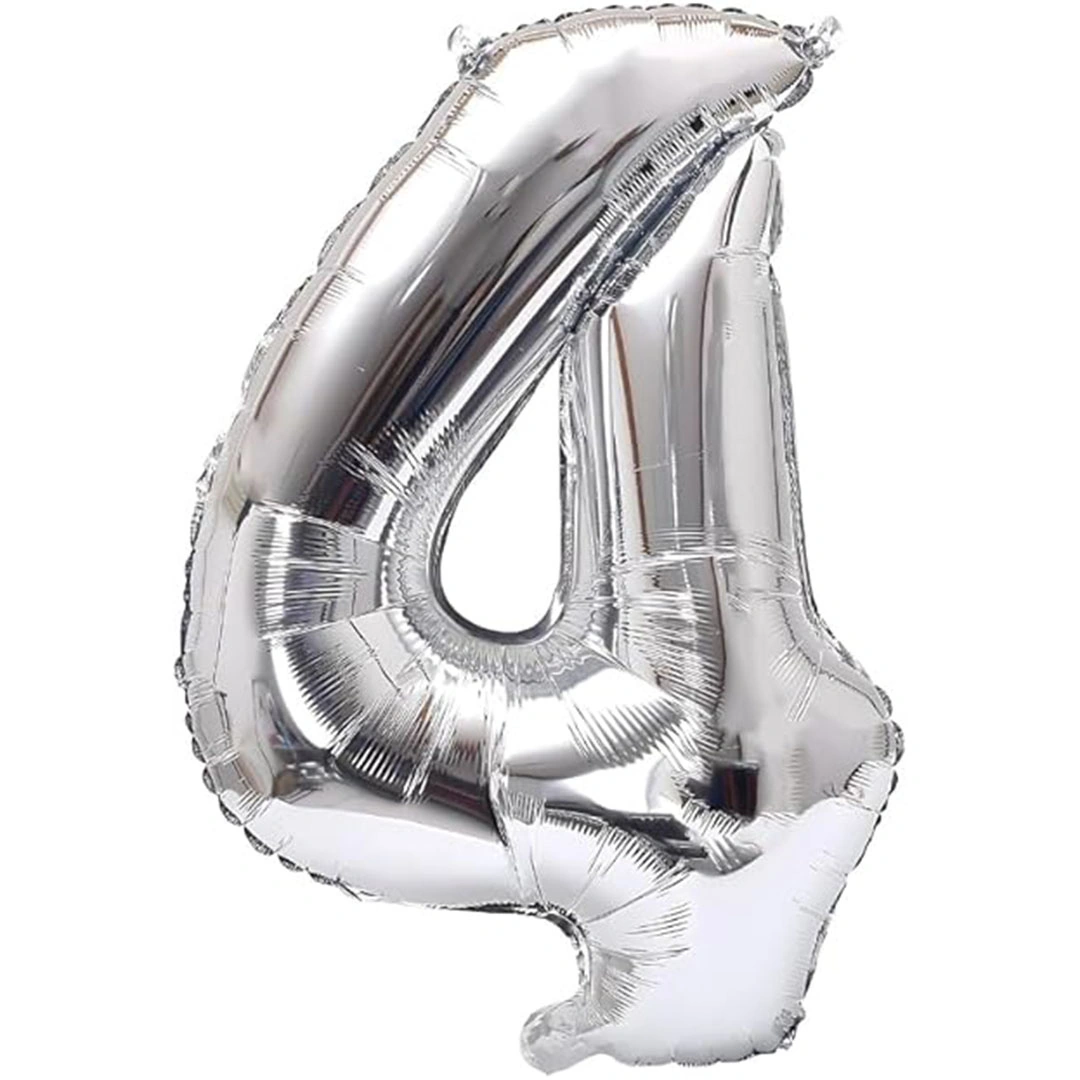 بالون حفلات شكل رقم 4 - 81 سم - فضي
