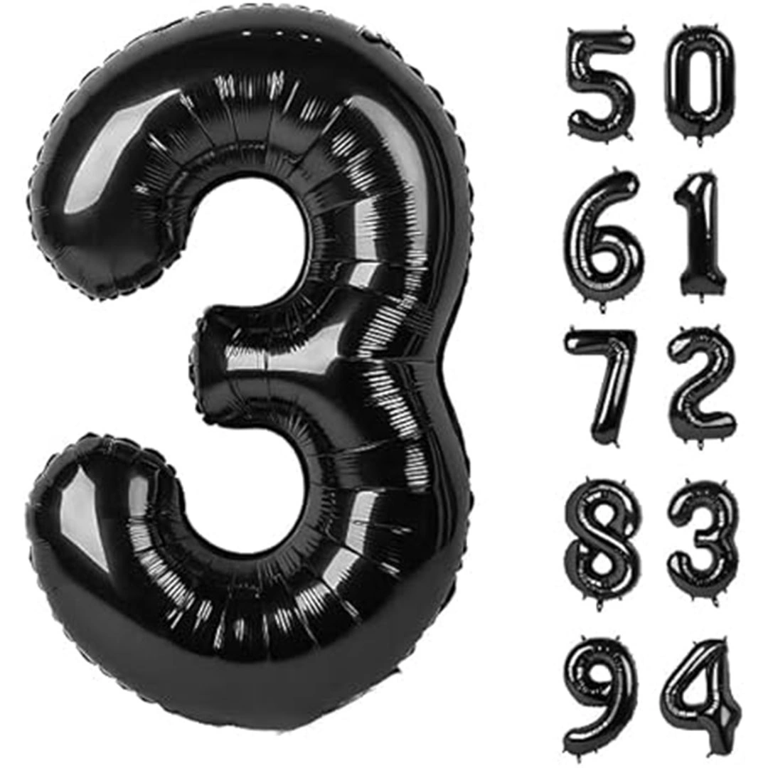 بالون حفلات رقم 3 - 81.28 سم - أسود