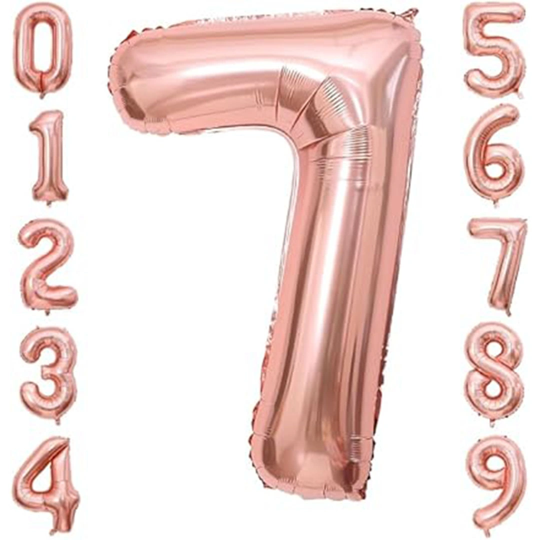 بالونات أرقام ذهبية 32 انش - ذهبي وردي رقم 7
