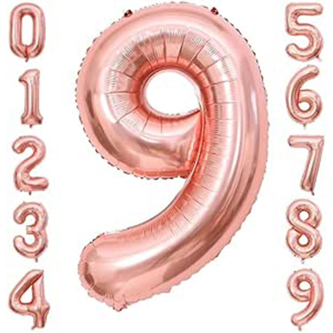 بالونات أرقام ذهبية 81.28 سم - ذهبي وردي رقم 9