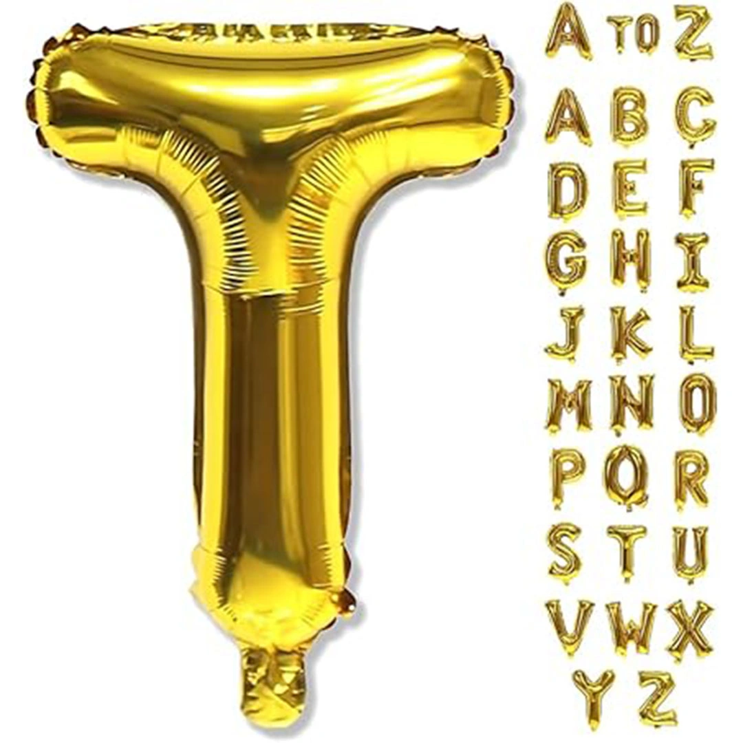 بالون حفلات حرف T - 81 سم - ذهبي