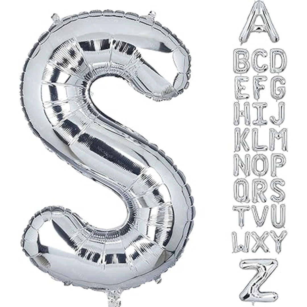 بالون حفلات حرف S - 32 إنش - فضي