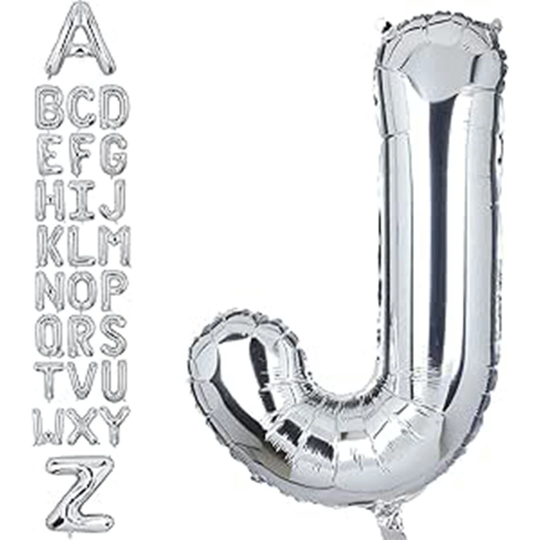 بالون حفلات حرف J - 32 إنش - فضي