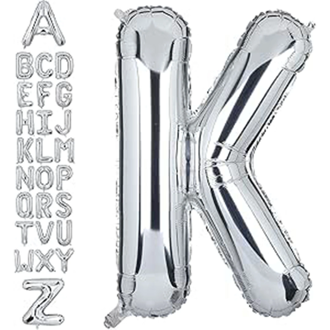 بالون حفلات حرف K - 32 إنش - فضي