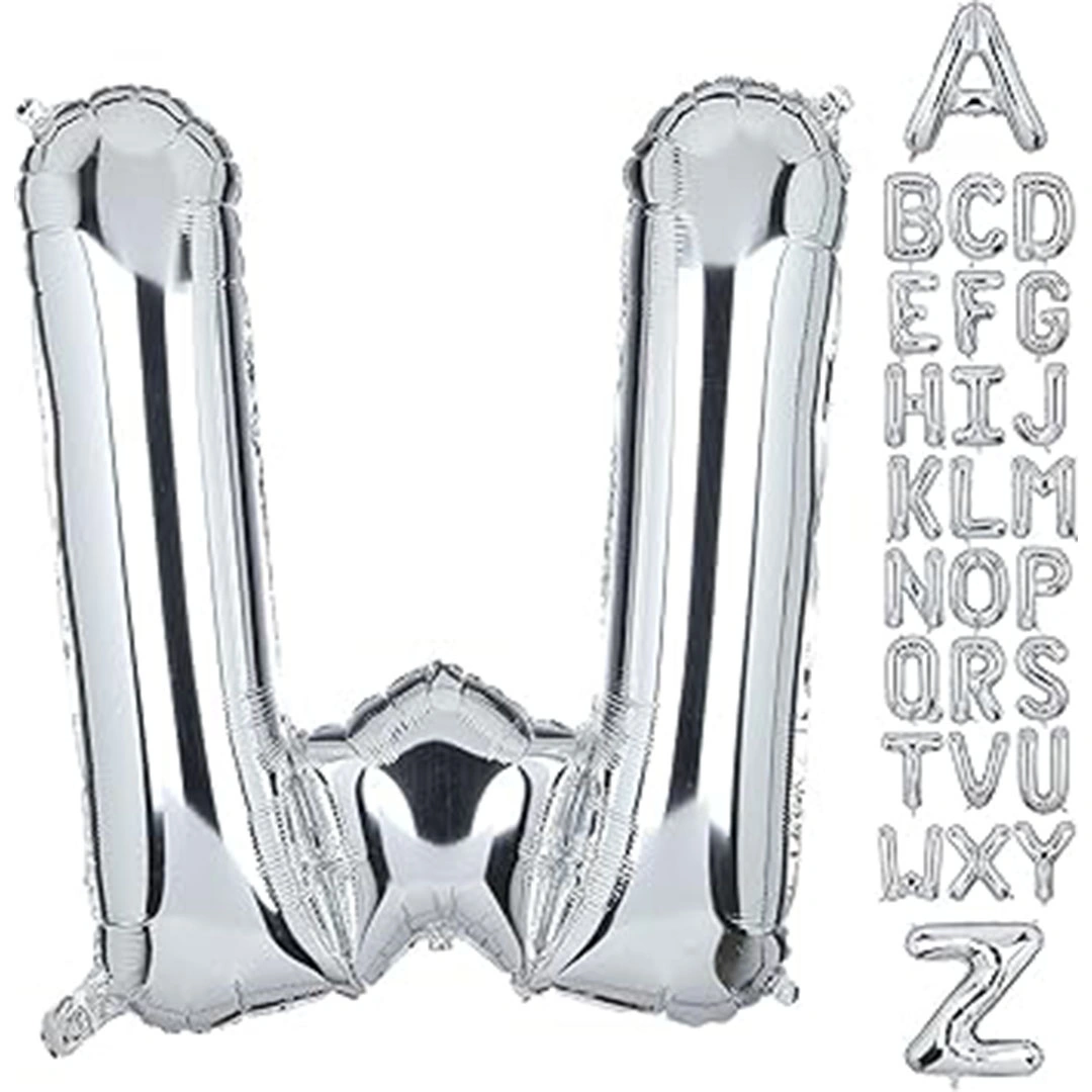 بالون حفلات حرف W - 32 إنش - فضي