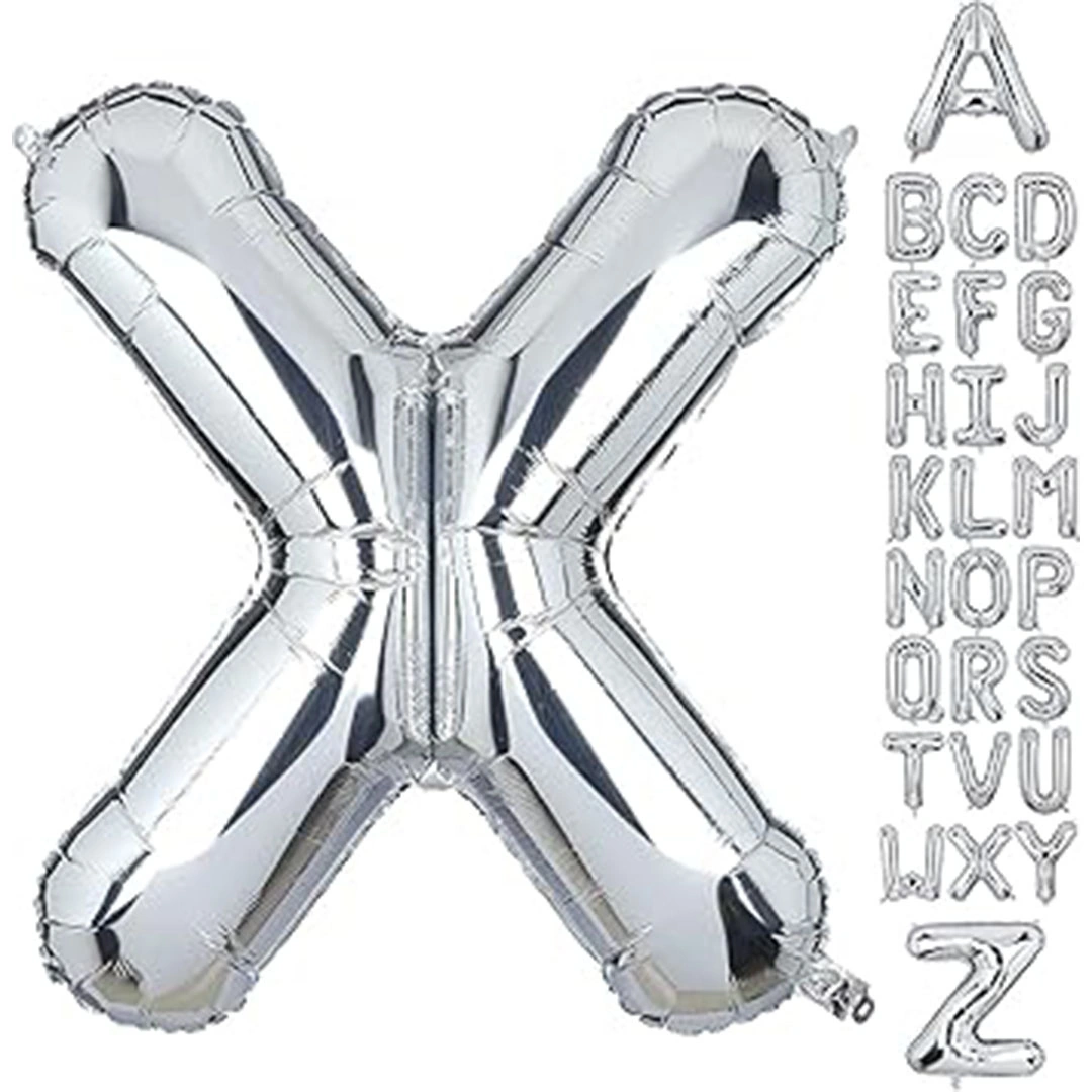 بالون حفلات حرف X - 32 إنش - فضي